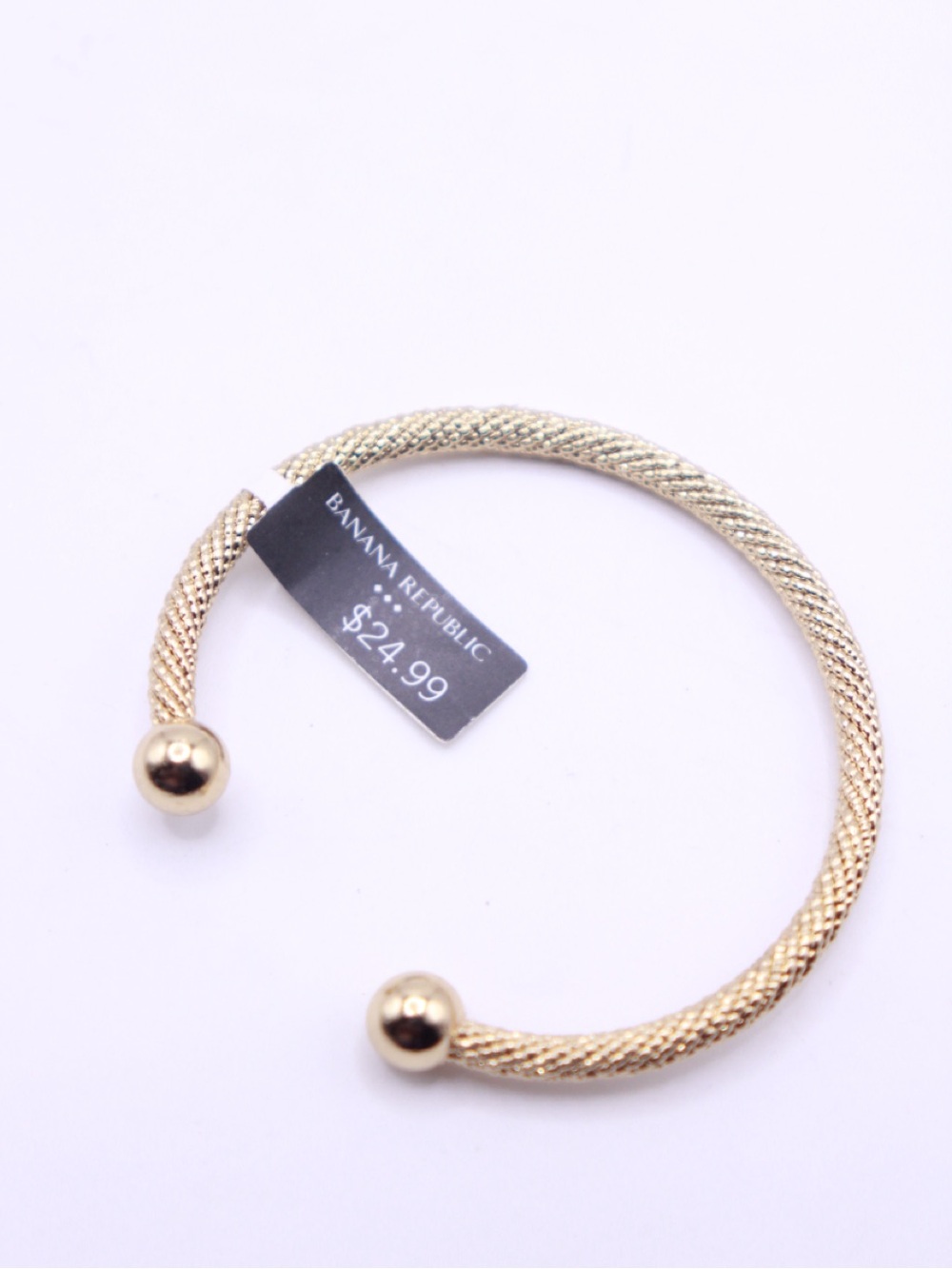 Banana Republic Gold Mesh Open Cuff Bracelet with Ball Ends